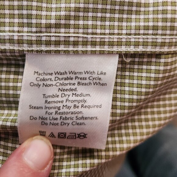 Eddie Bauer Green Check Long Sleeve Button-Up Shirt (Men’s L) - Picture 7 of 8